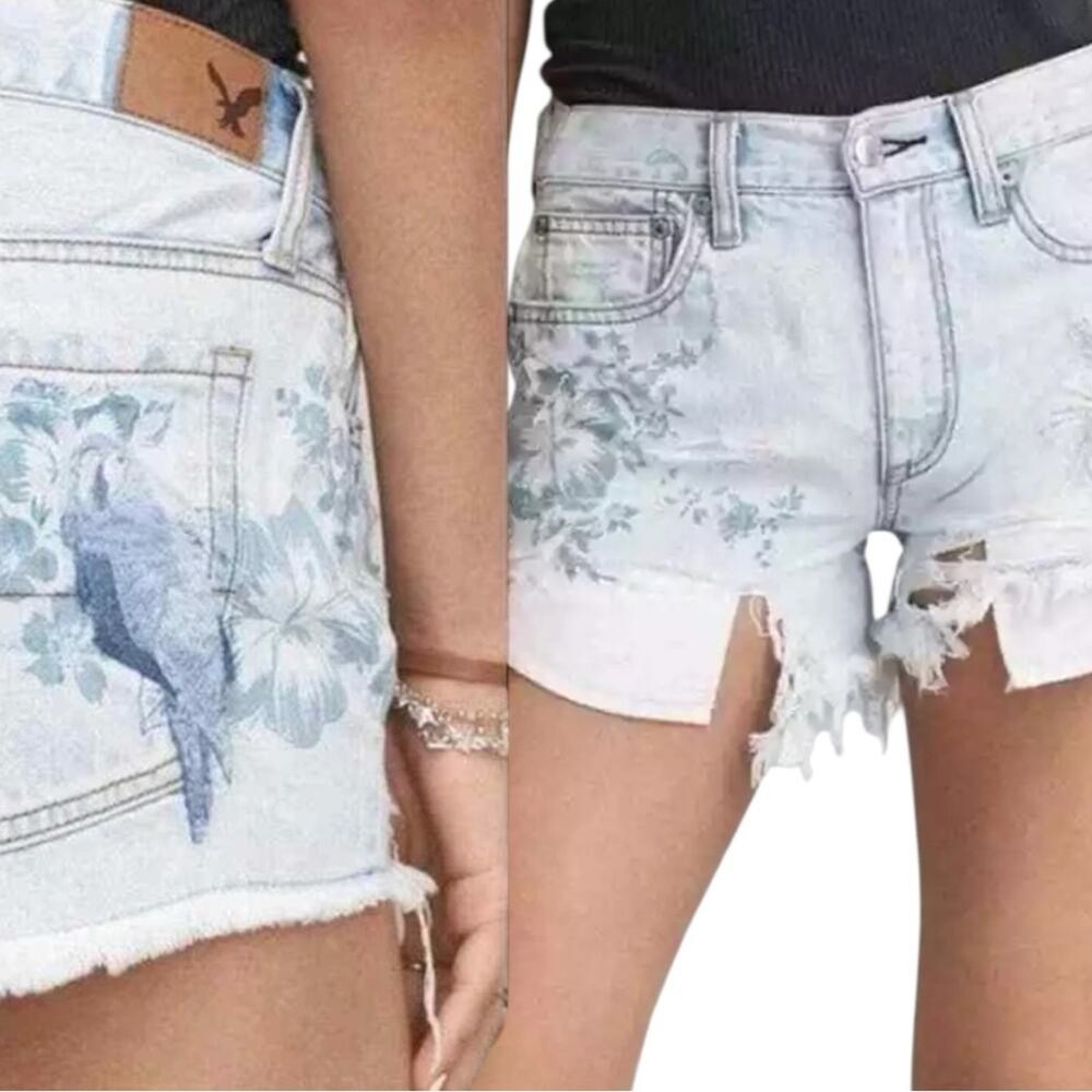 American Eagle NWT 59.00 Embroidered Vintage High Rise Festival Shorts Size 2